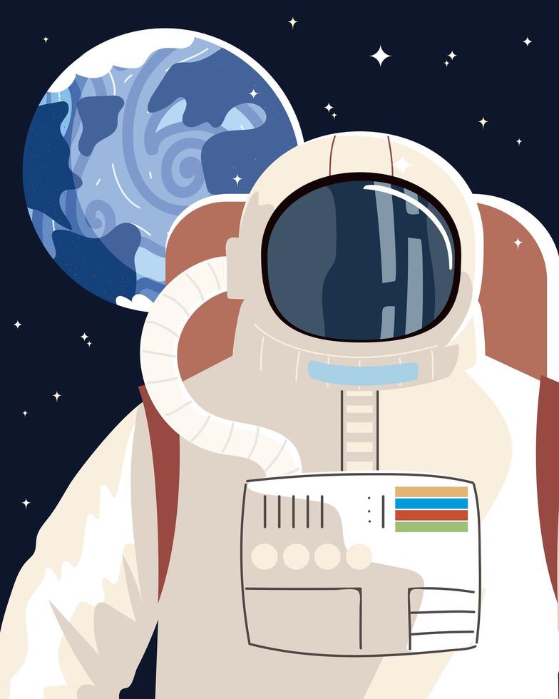 astronaut character space exploration universe vector