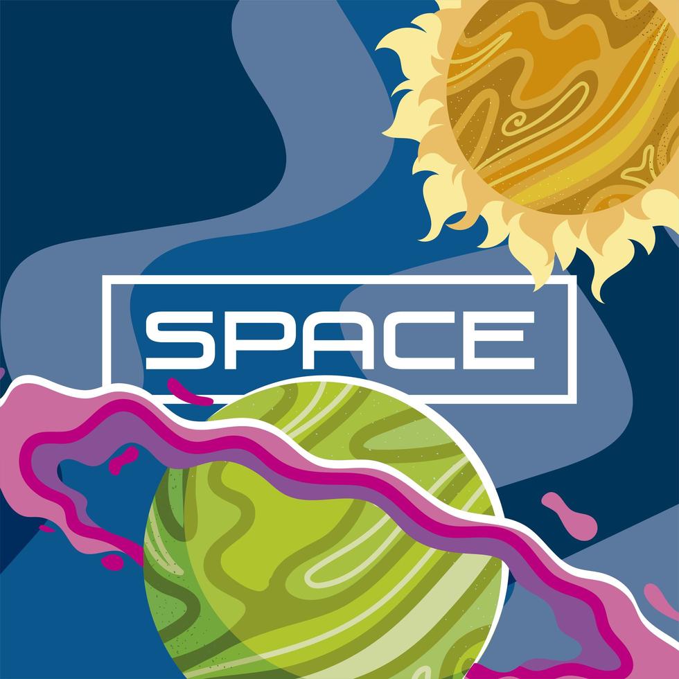 space saturn planet sun cosmos abstract design background vector