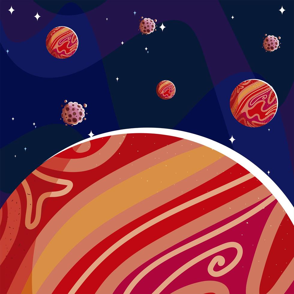 space planets and asteroids rocks galaxy astronomy vector