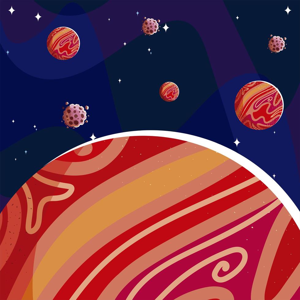 espacio planetas y asteroides rocas galaxia astronomía vector