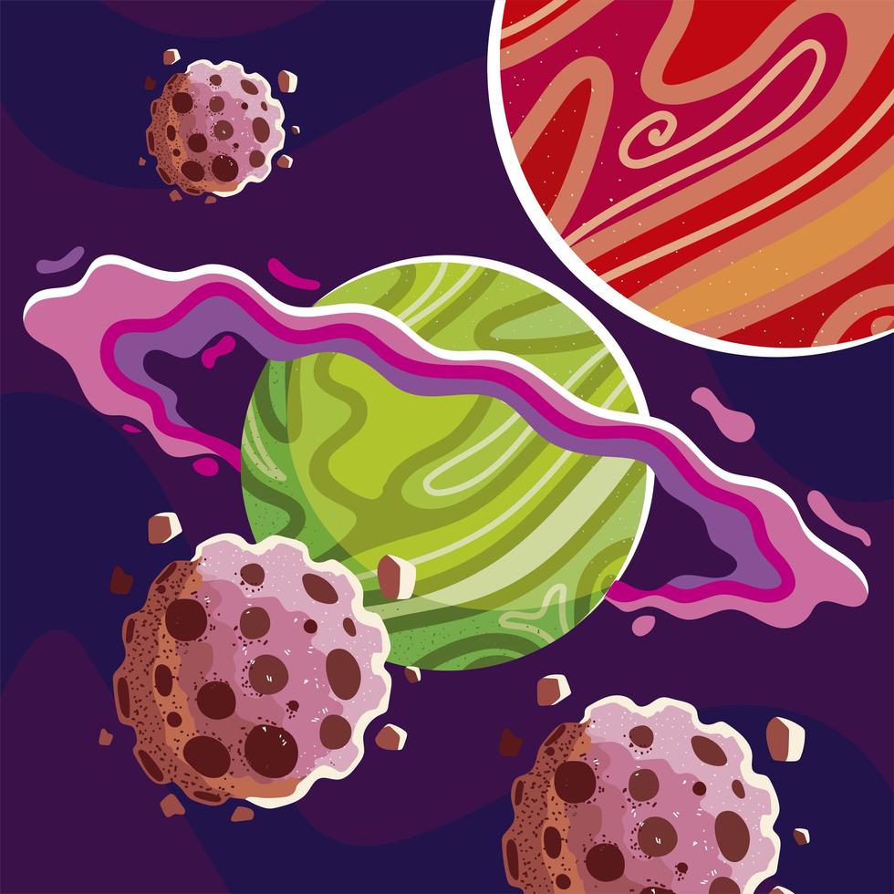 space planets and asteroids galaxy abstract design vector