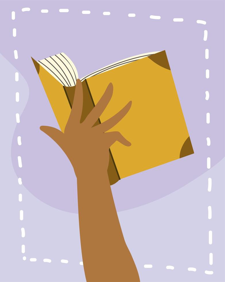 hand with open read book learn knowledge and study vector