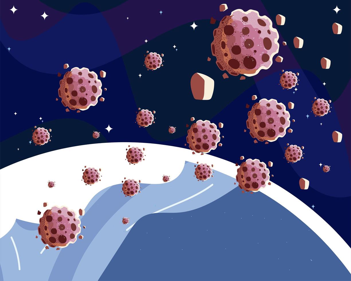 space planet asteroids rocks galaxy scene background vector