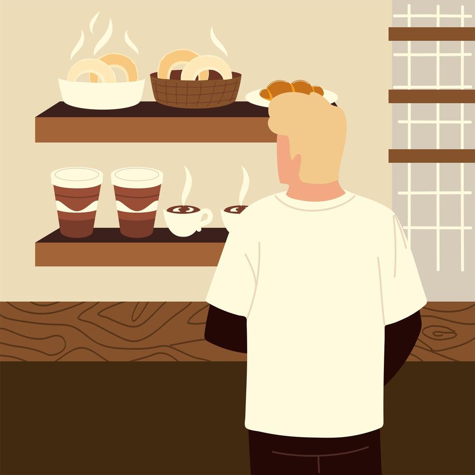 coffee shop customer is choosing food and beverage vector