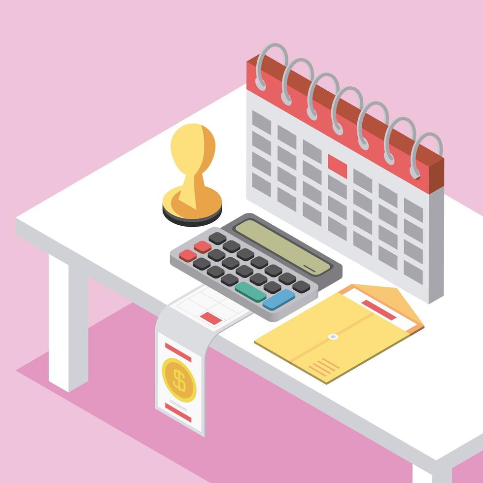 tax calendar isometric vector