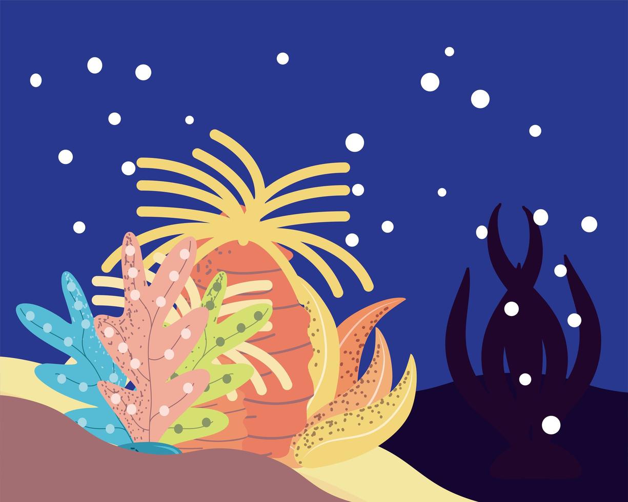 underwater world coral reef seaweed ocean sand vector