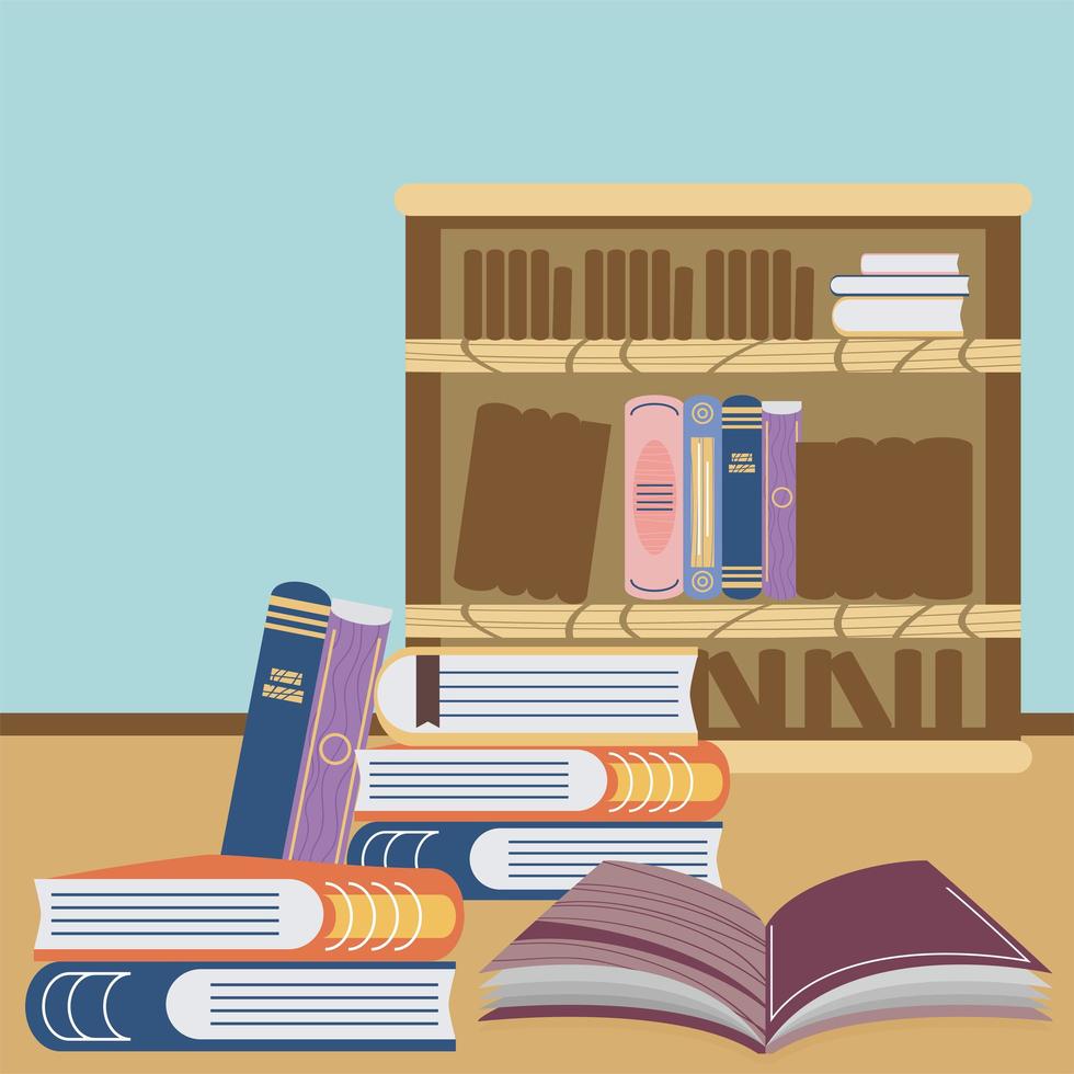 bookstore shelf textbooks vector