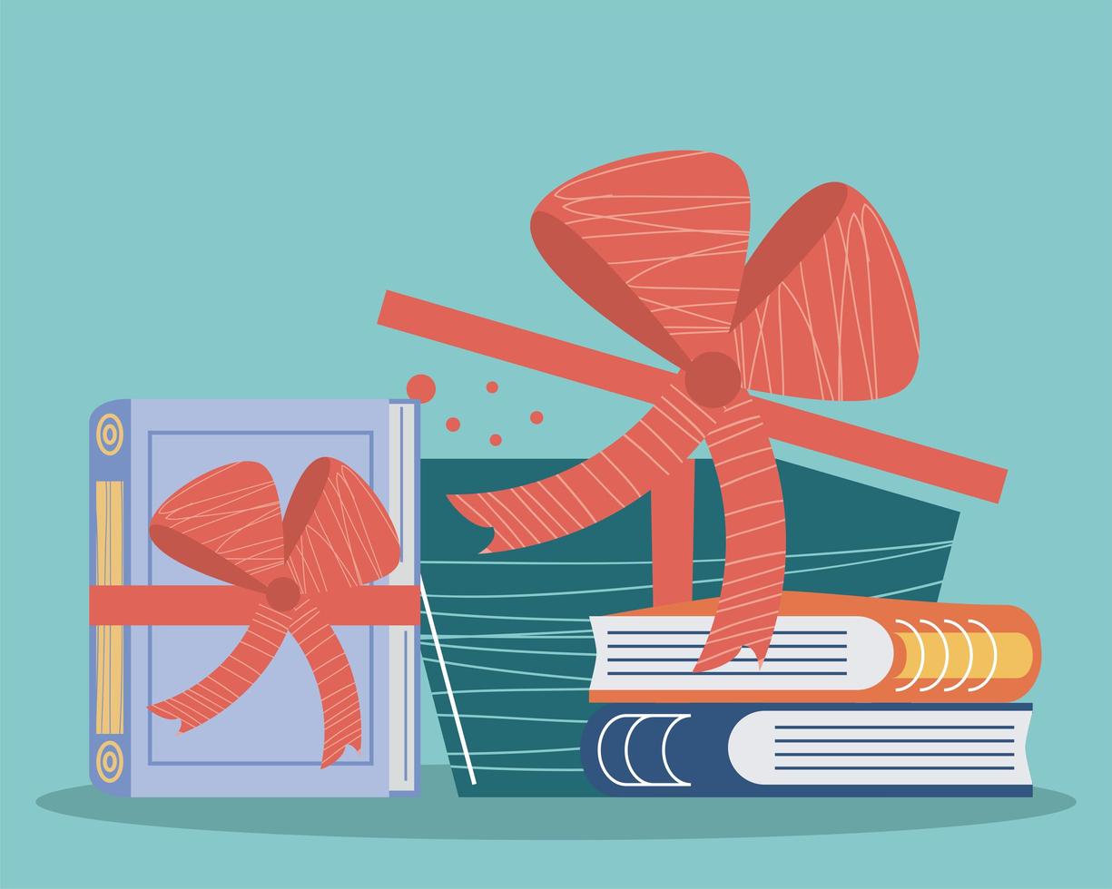 book ribbon gift vector