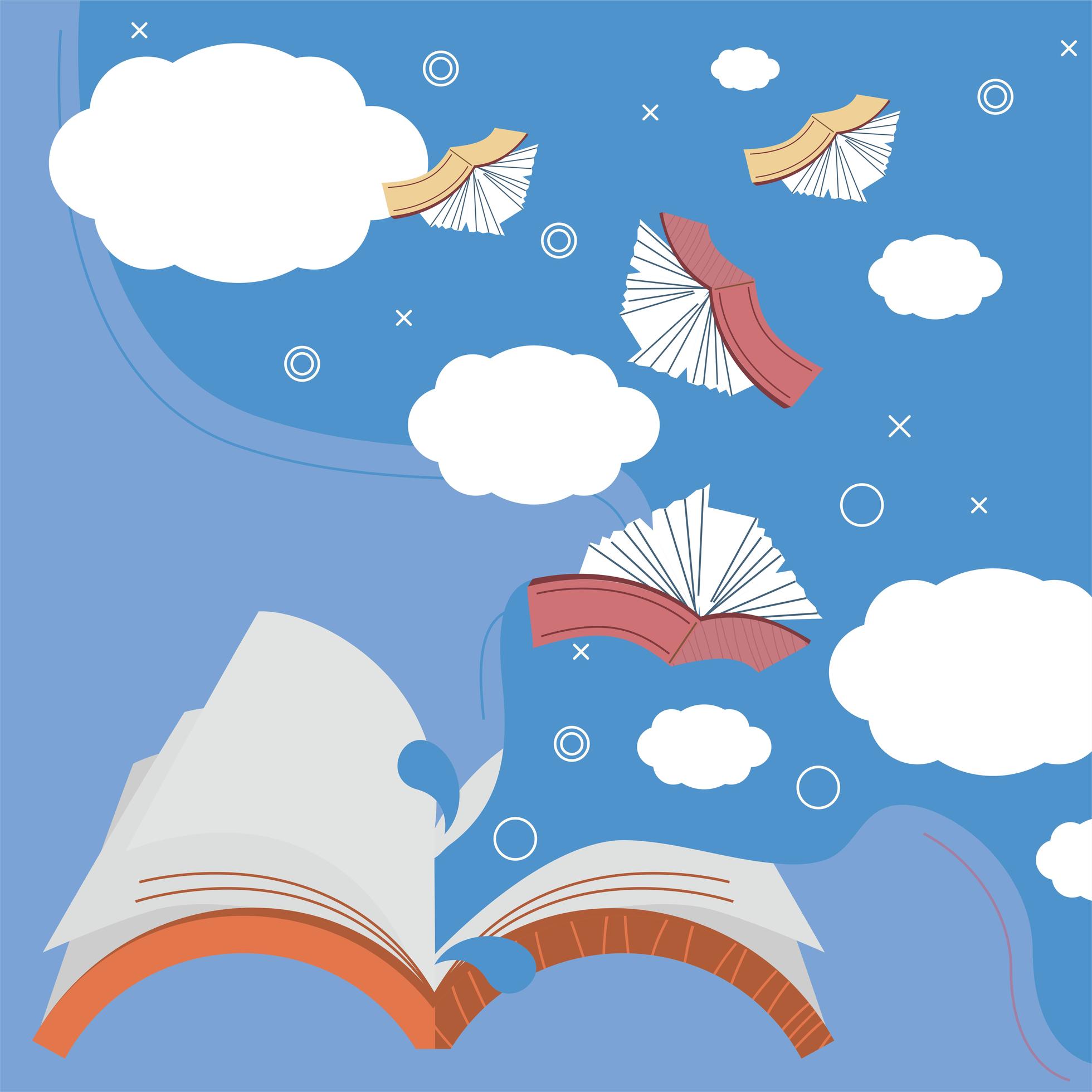 books flying sky 2518776 Vector Art at Vecteezy