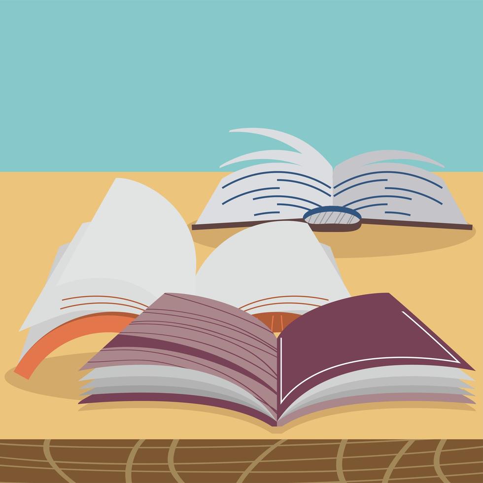 open books table vector