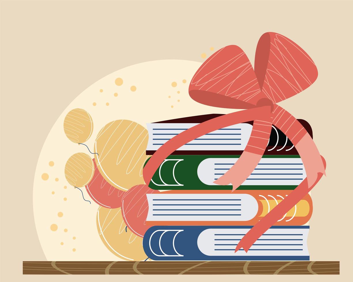 wrapped books balloons vector