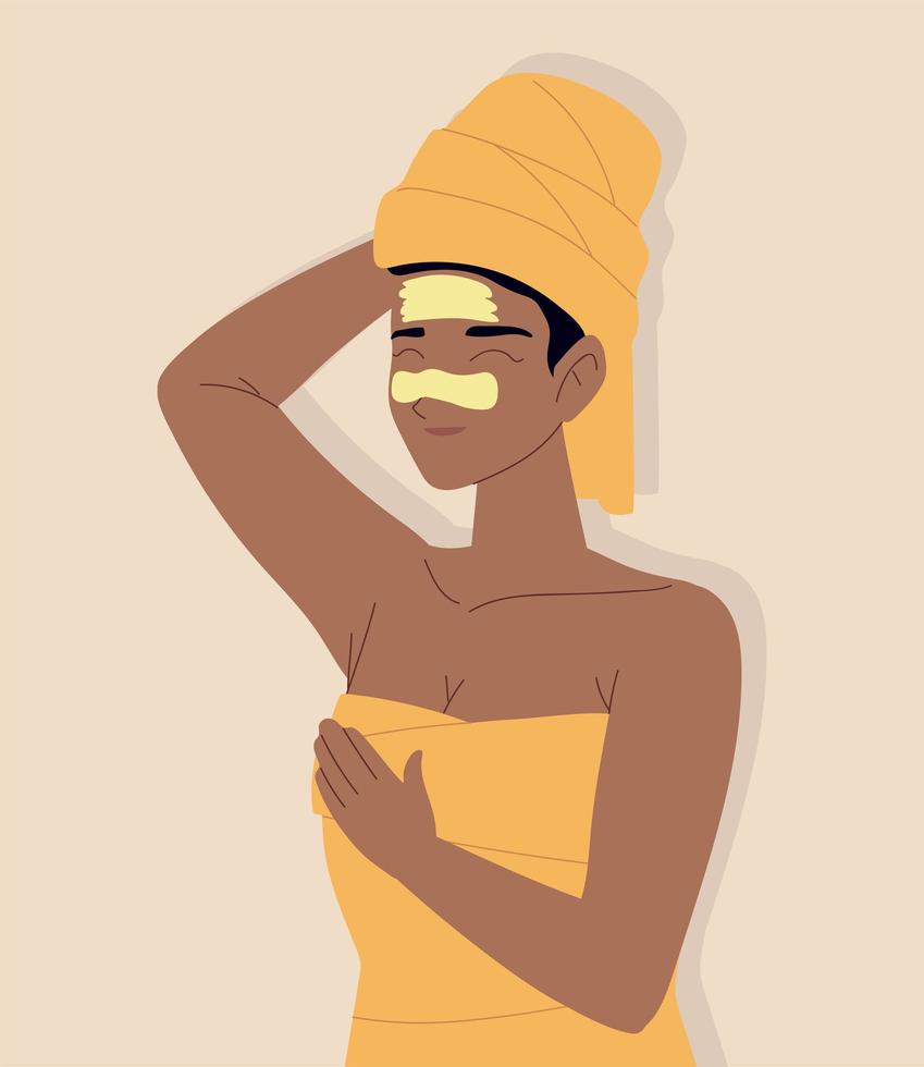 woman towel skincare vector