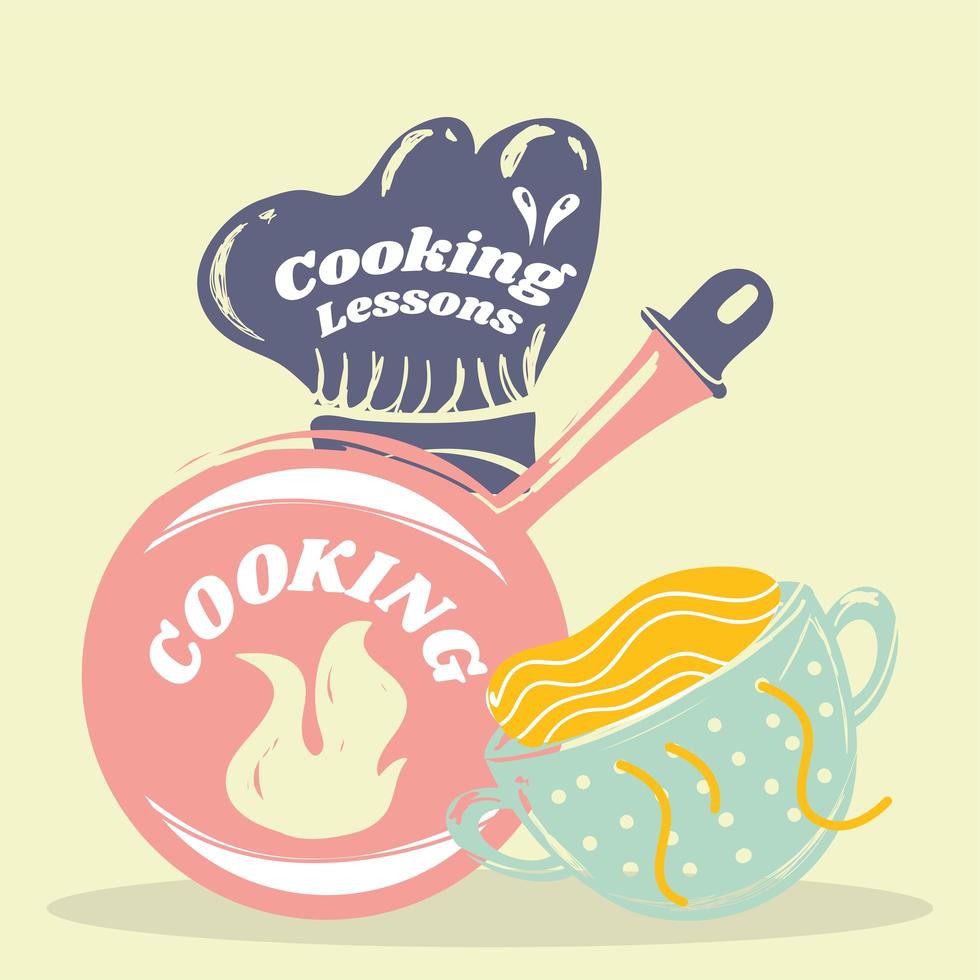 cooking pan noodles vector