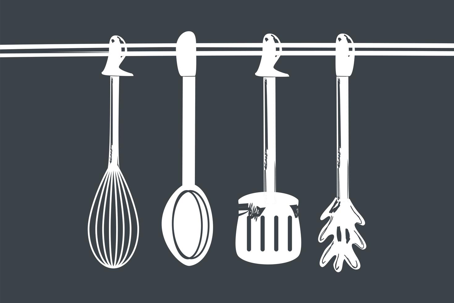 cooking hanging cutlery vector