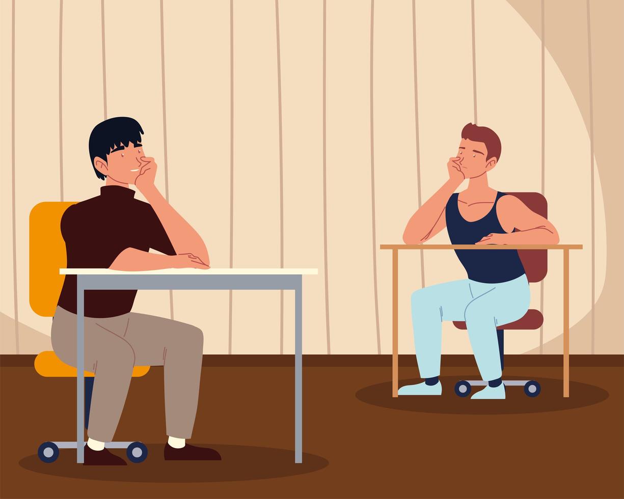 bored men procrastinating vector