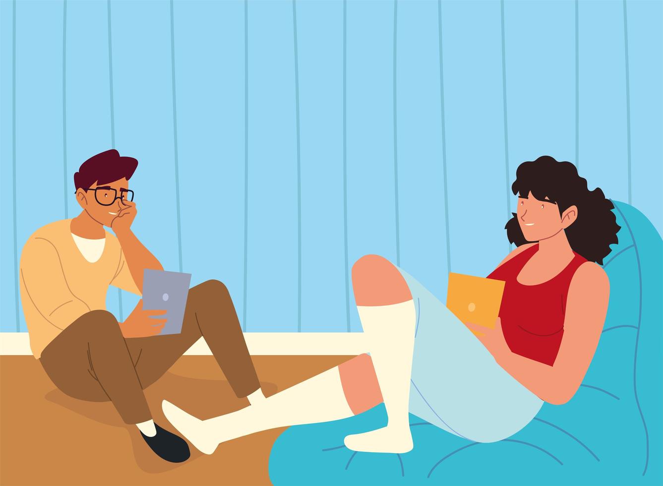 man woman procrastination vector