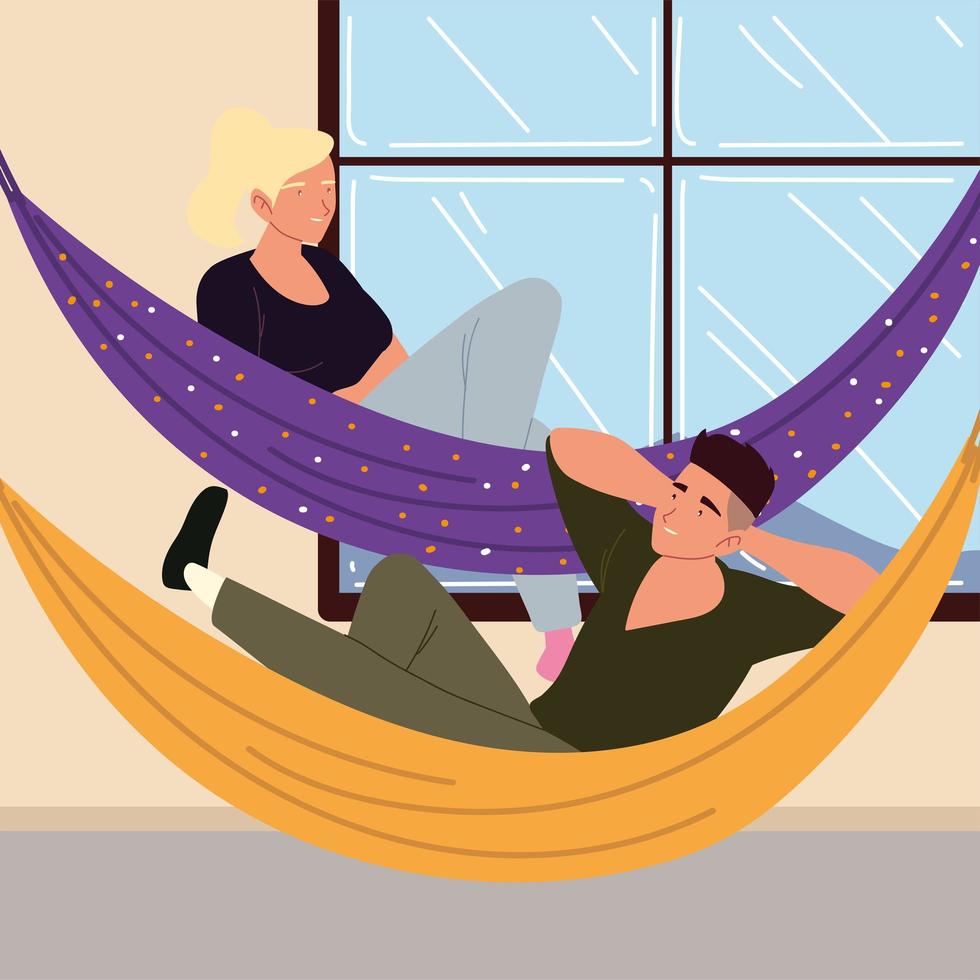 couple in hammock vector