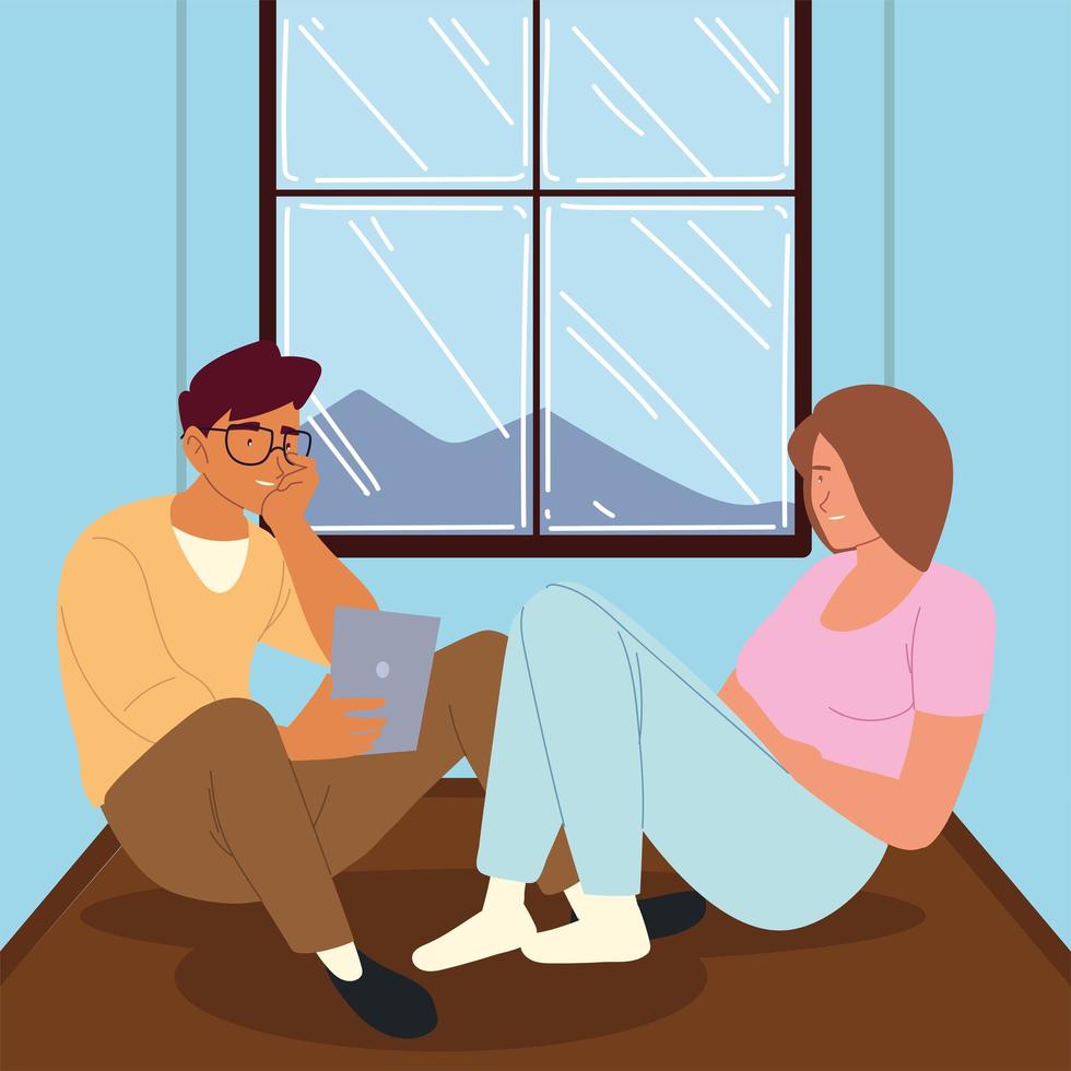 procrastination couple resting vector