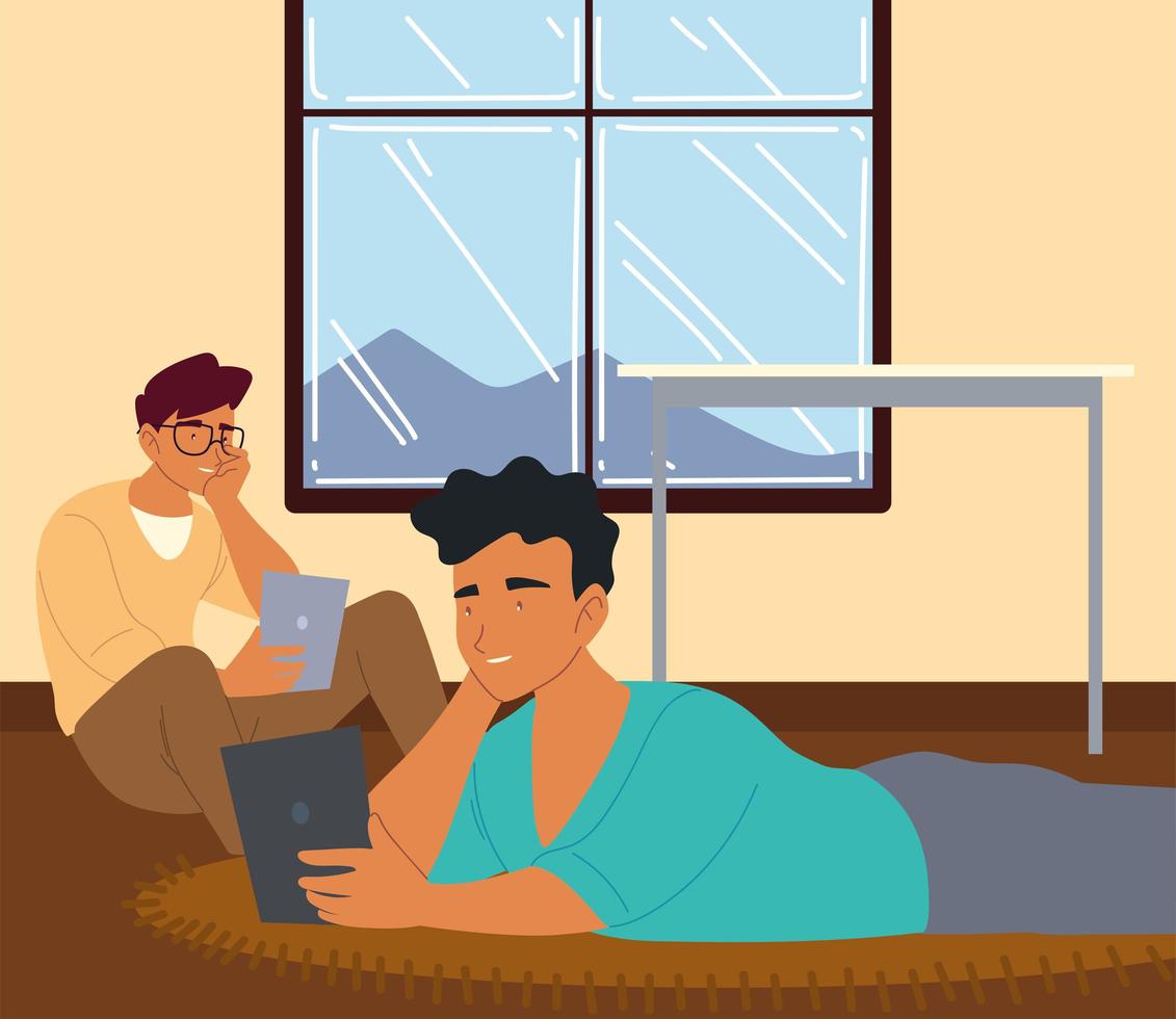 men using mobiles vector