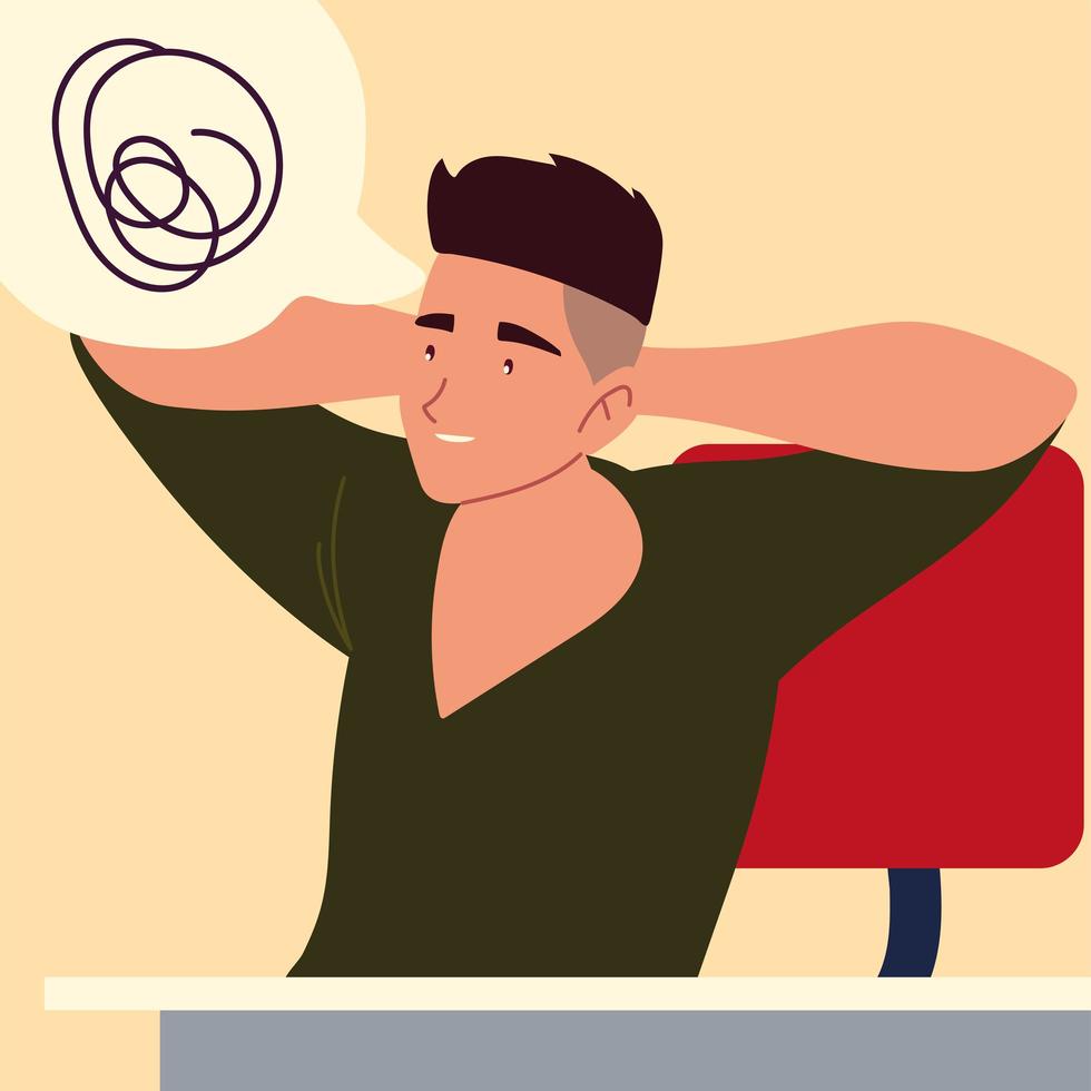 man pensive procrastination vector