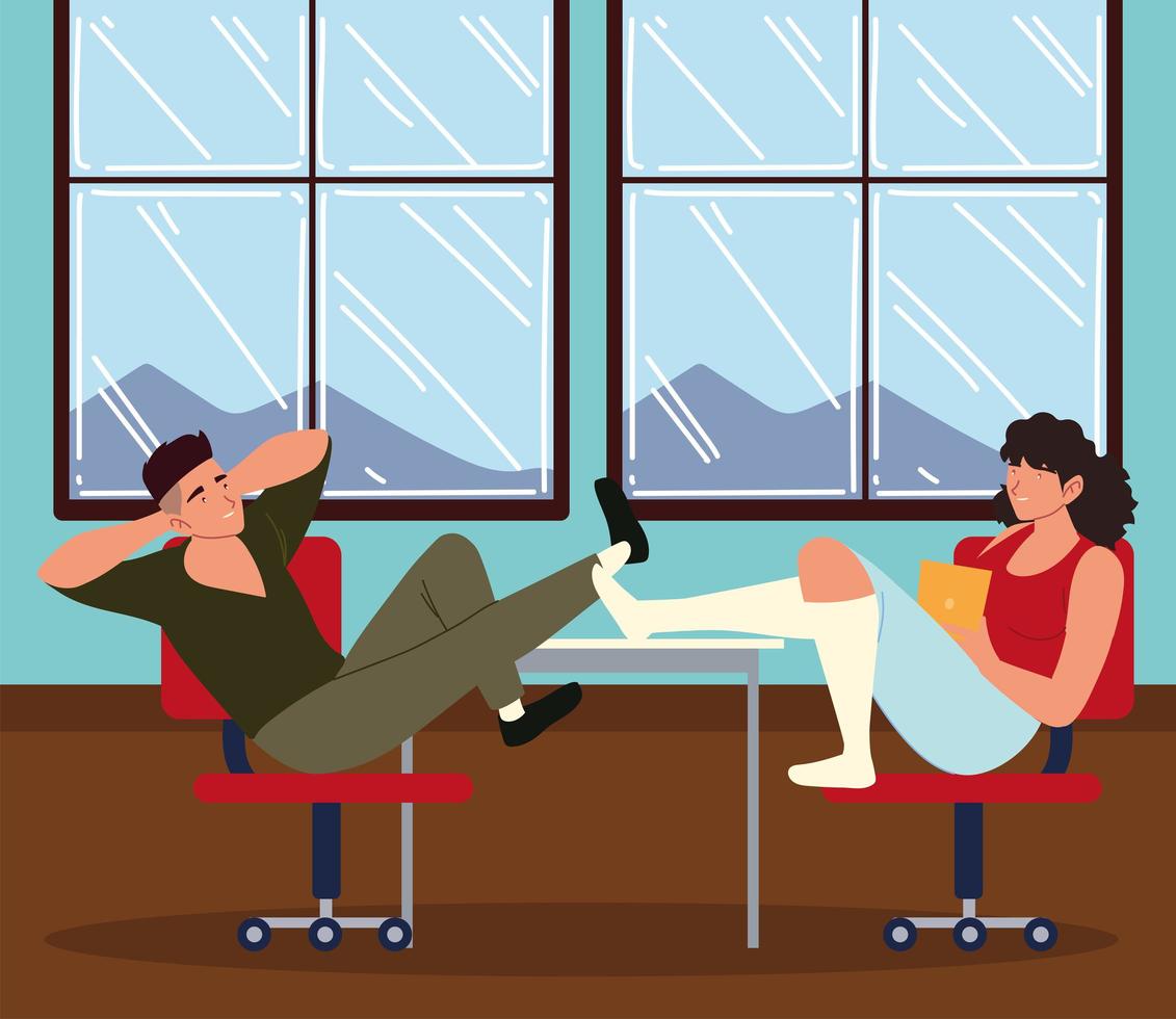 couple sitting procrastinate vector