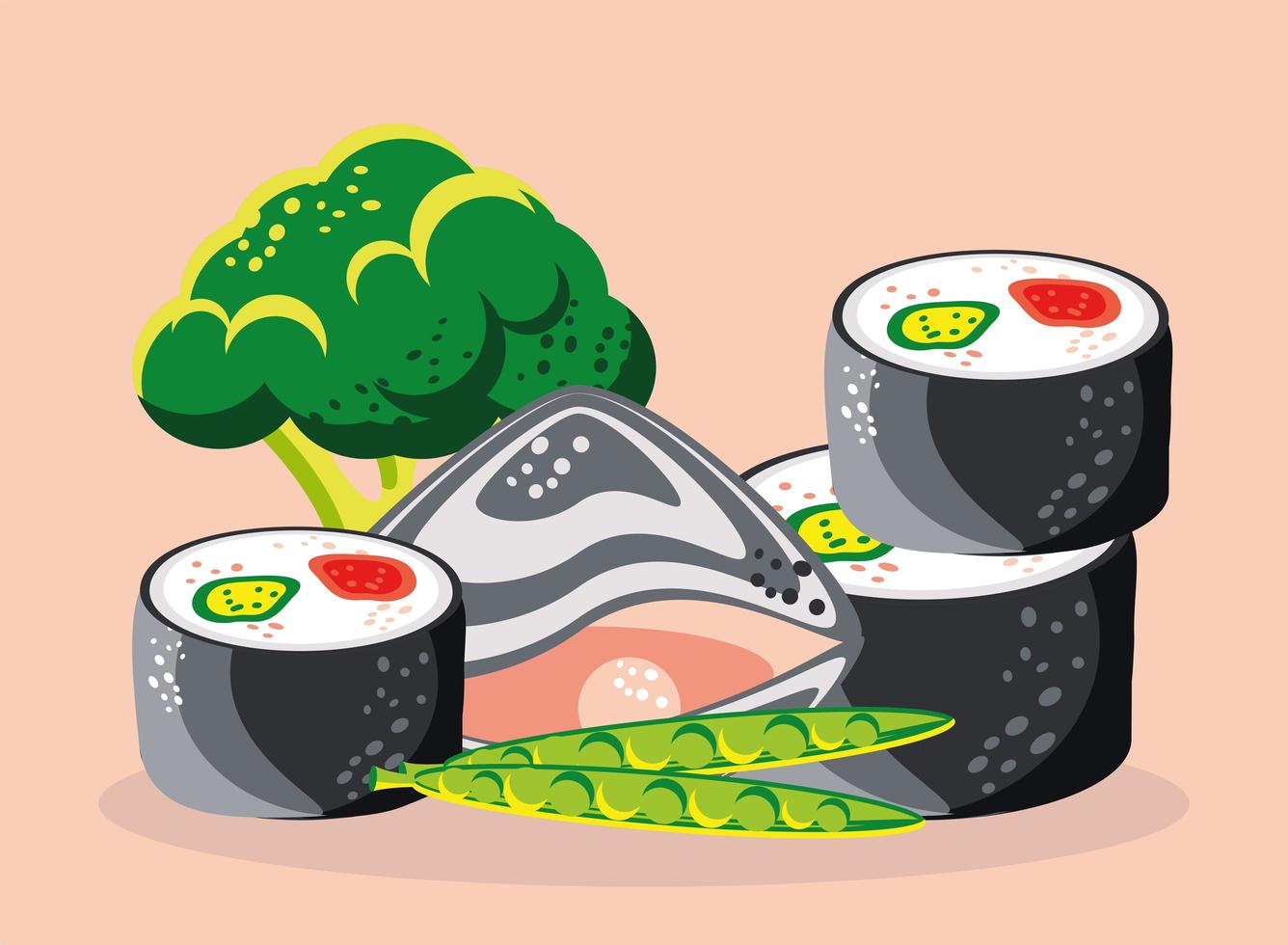 comida de verduras de marisco vector