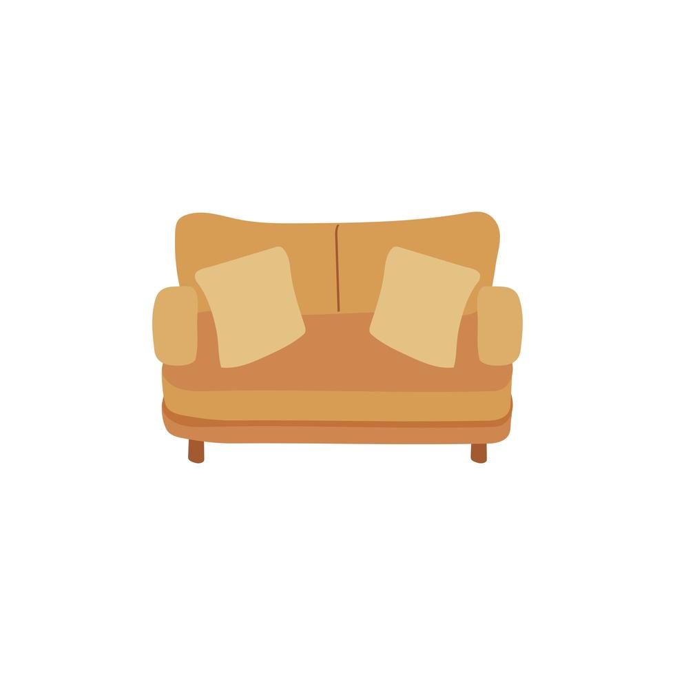 sofa with cushions furniture isolated on white background vector