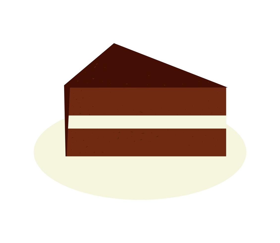 slice cake on dish icon isolated design vector