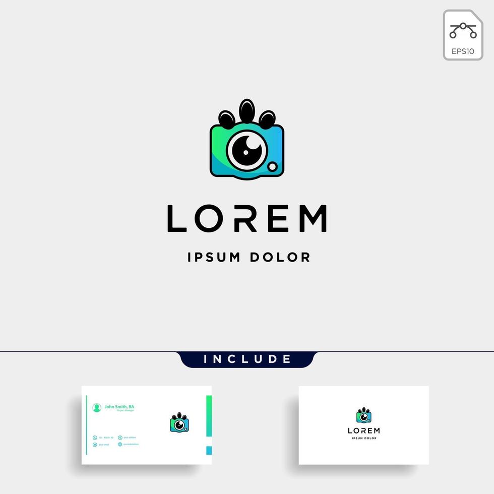 Dog Paw Camera Logo Template Vector Design