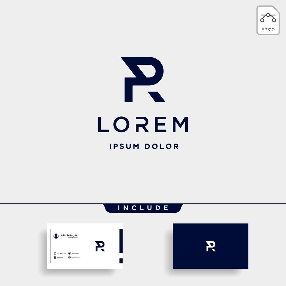 Letter P PR RP Monogram Logo Design Minimal vector