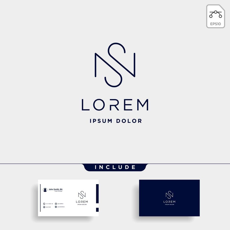 Letter S N SN NS Logo Design Simple Vector