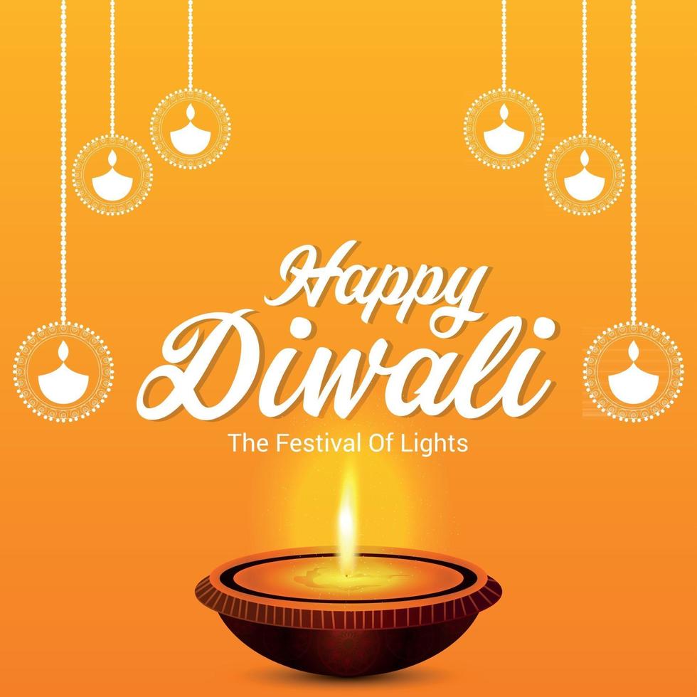 Happy diwali indian festival with creative diwali diya Diwali festival of light vector