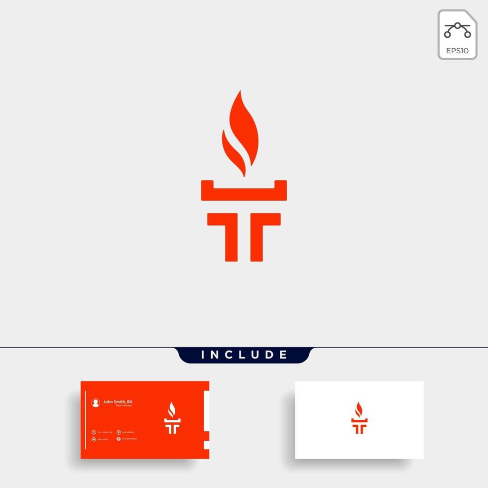 Initial T Torch Logo Template Vector Design