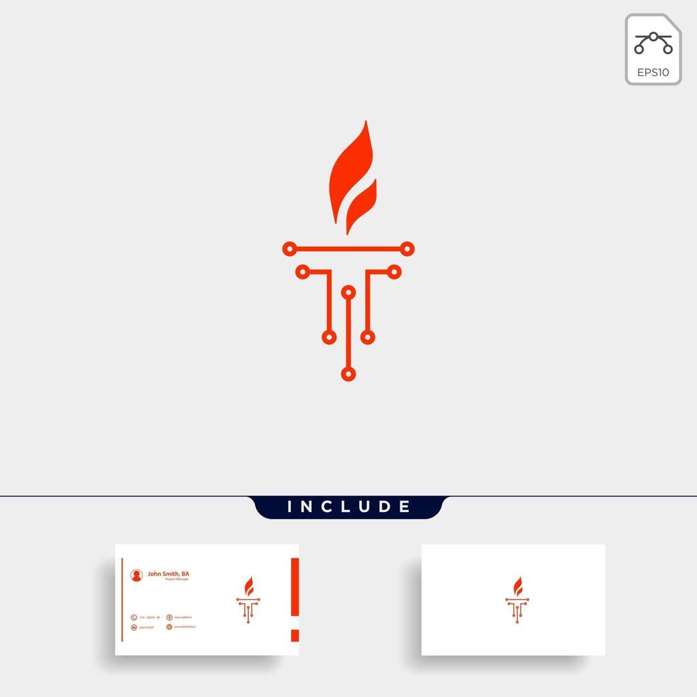 Initial T Torch Logo Template Vector Design