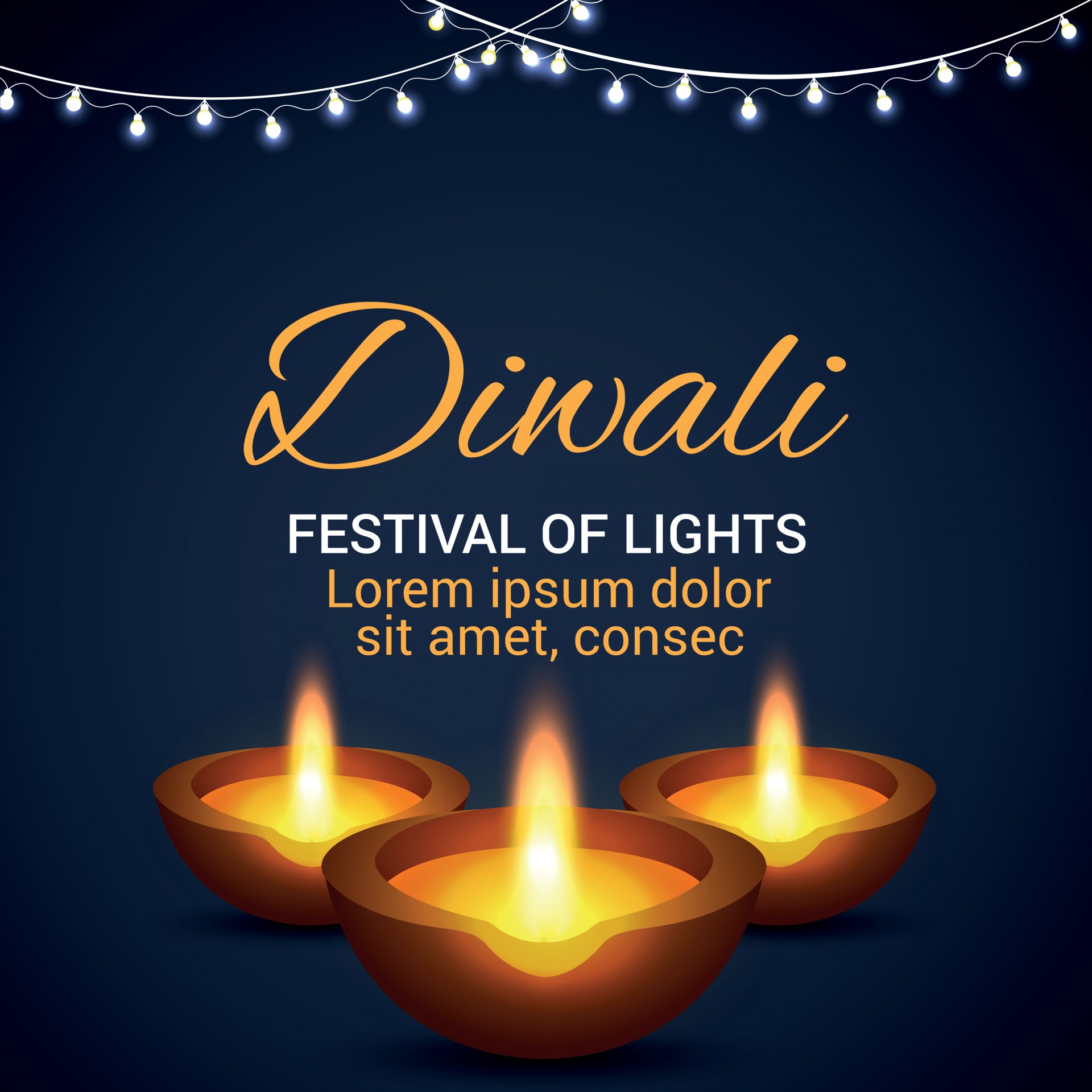 Shubh diwali festival of light greeting card with diwali diya 2519502  Vector Art at Vecteezy