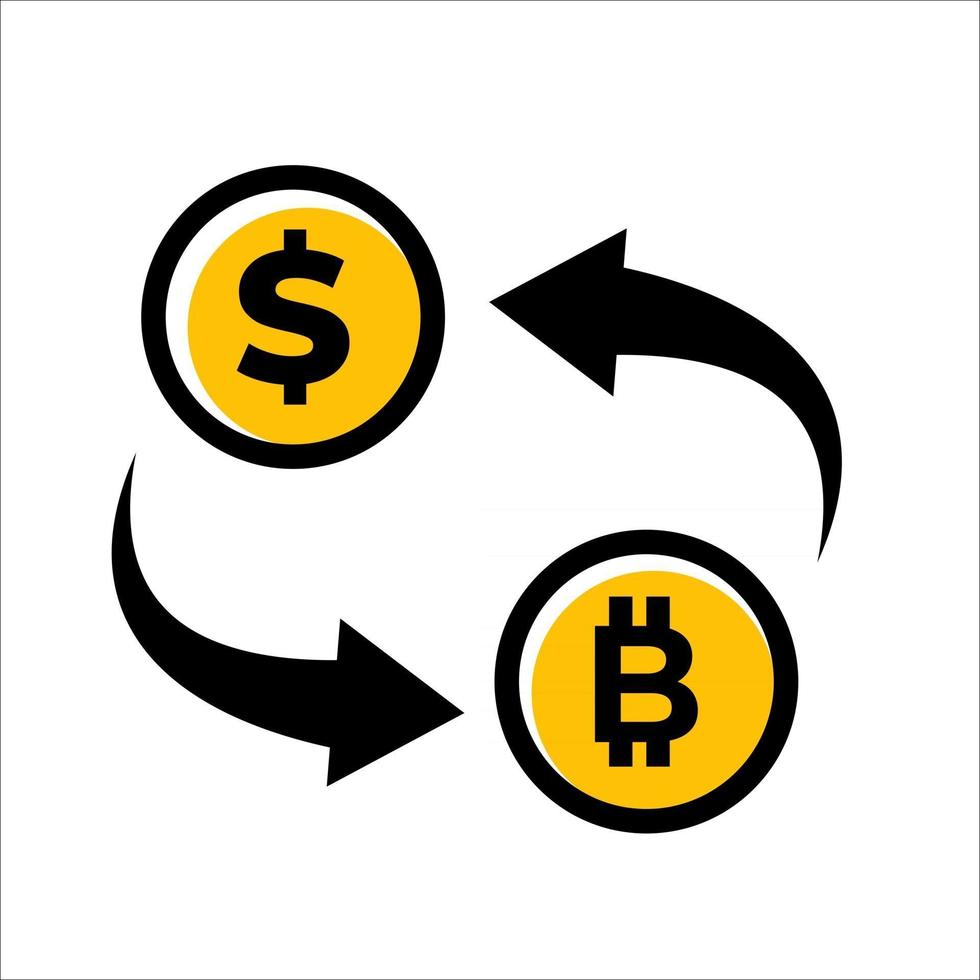bitcoin to dollar rate icon vector design