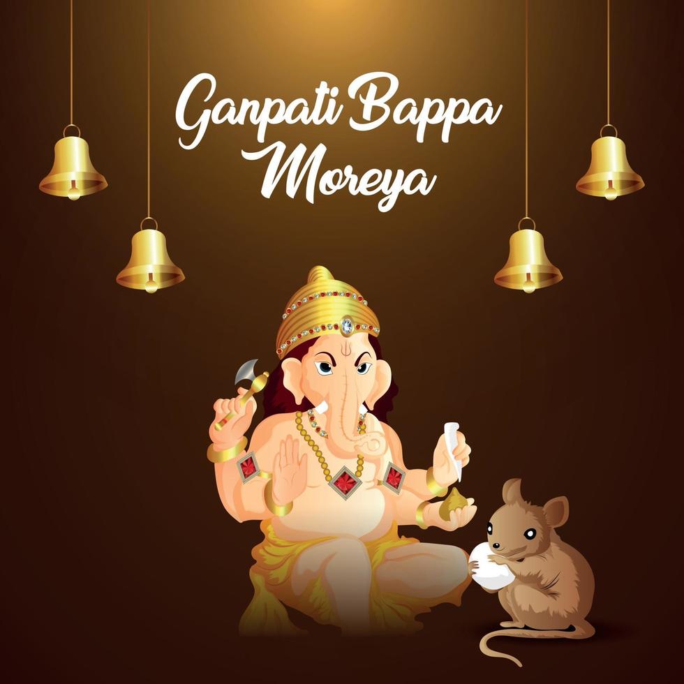 Fondo de celebración de ganpati bappa moreya con ilustración vectorial de lord ganesh vector