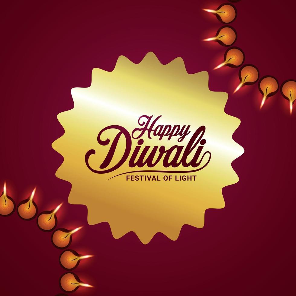 Feliz celebración de diwali tarjeta de felicitación con ilustración vectorial vector