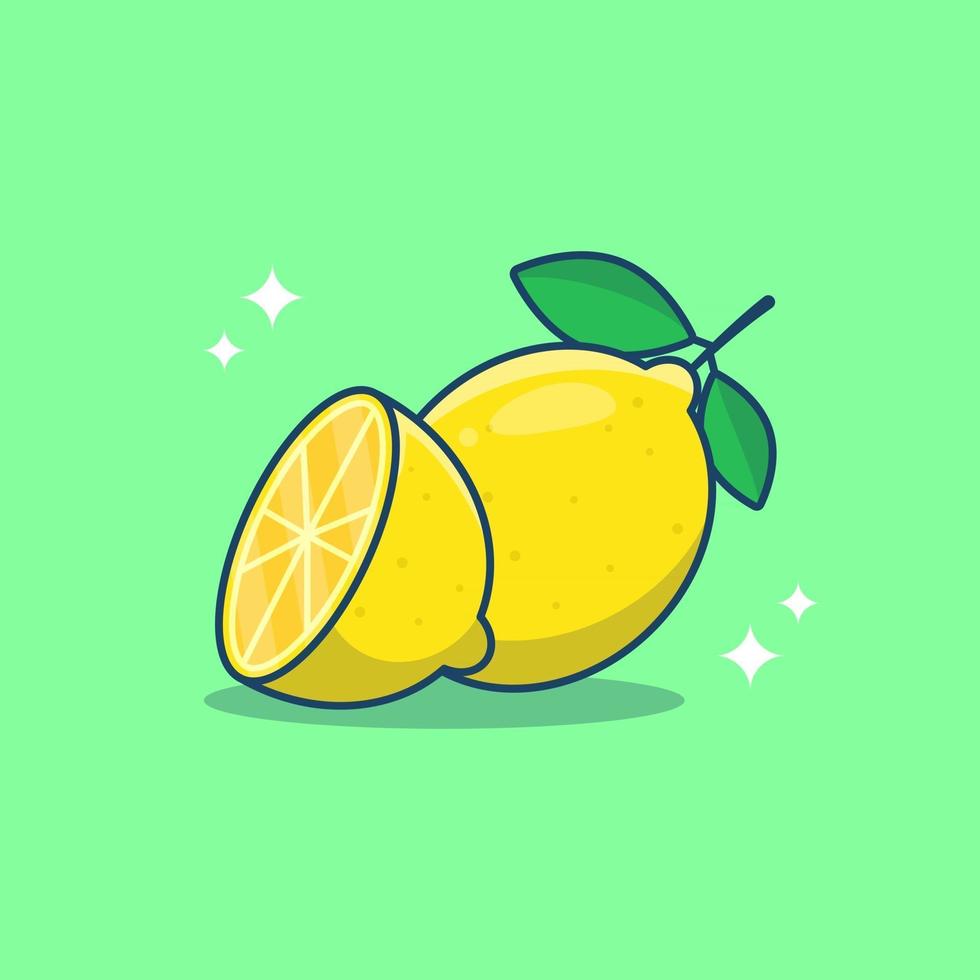 Limón amarillo fruta fresca de limonada de verano con una rodaja de limón ilustración vectorial vector