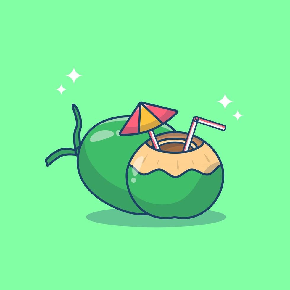 Coconut Drink Vector Illustration Tropical drink summer driink and fruit