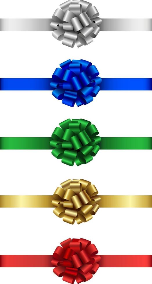 set of colorful bows with ribbons vector