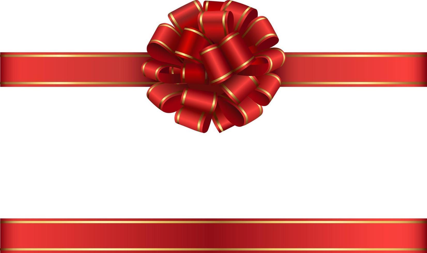 red bow and ribbon with gold edging vector