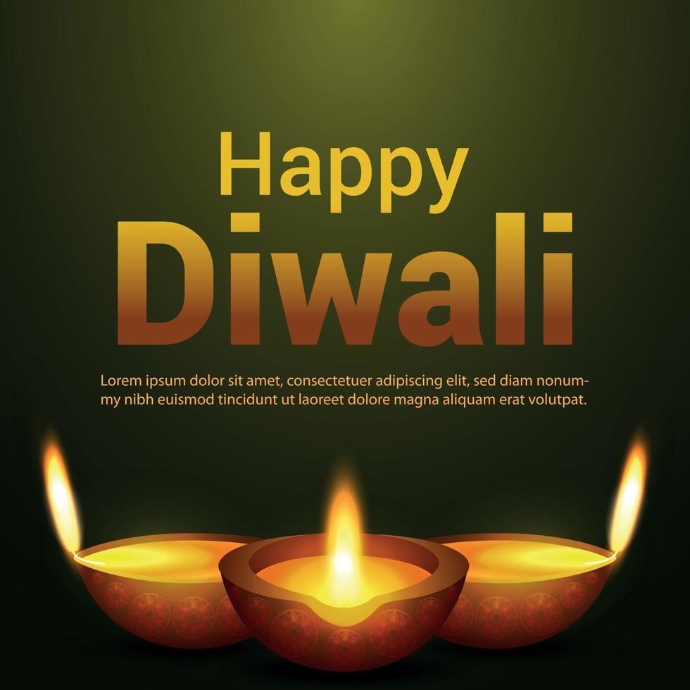 Indian festival happy diwali greeting card vector