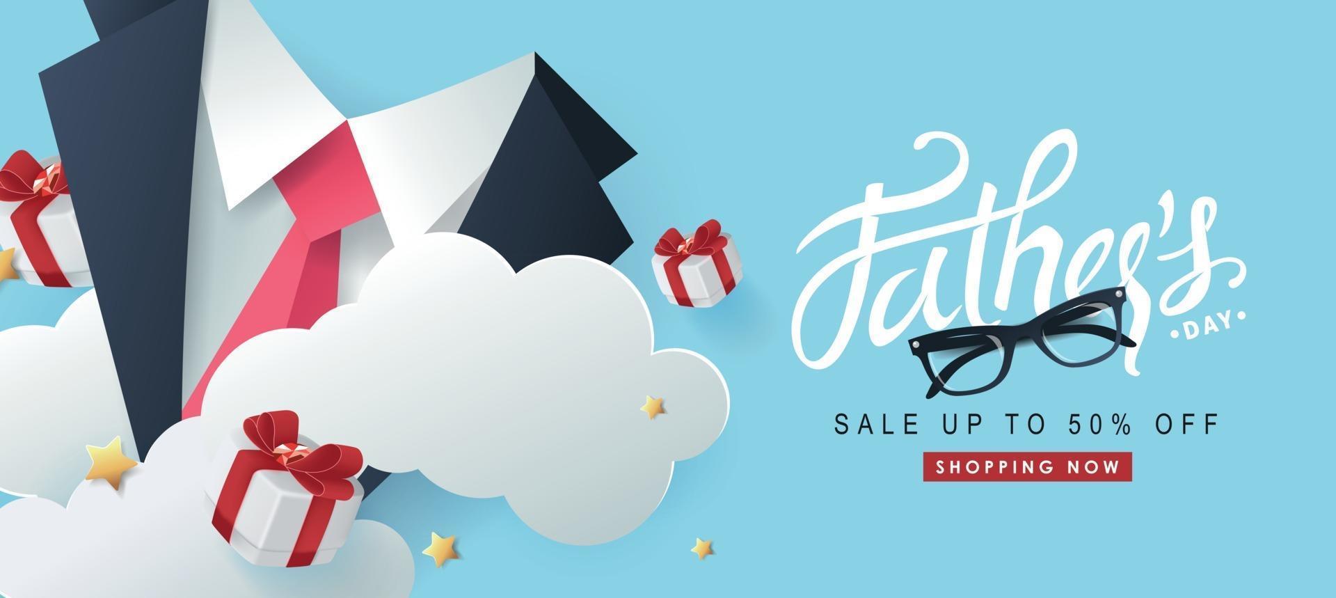 Happy Fathers Day Sale banner background template vector