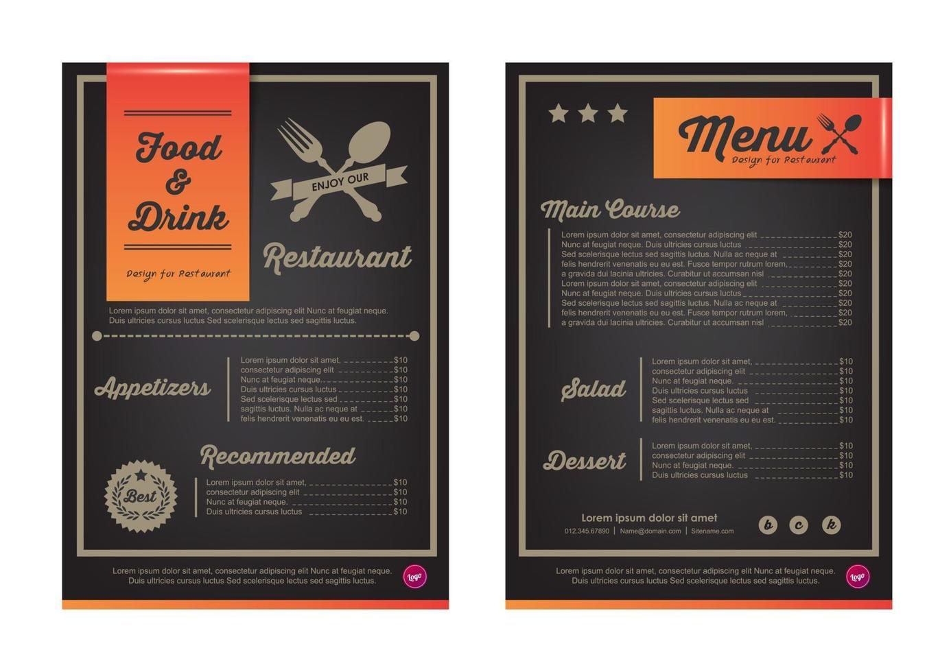 menu design template vector