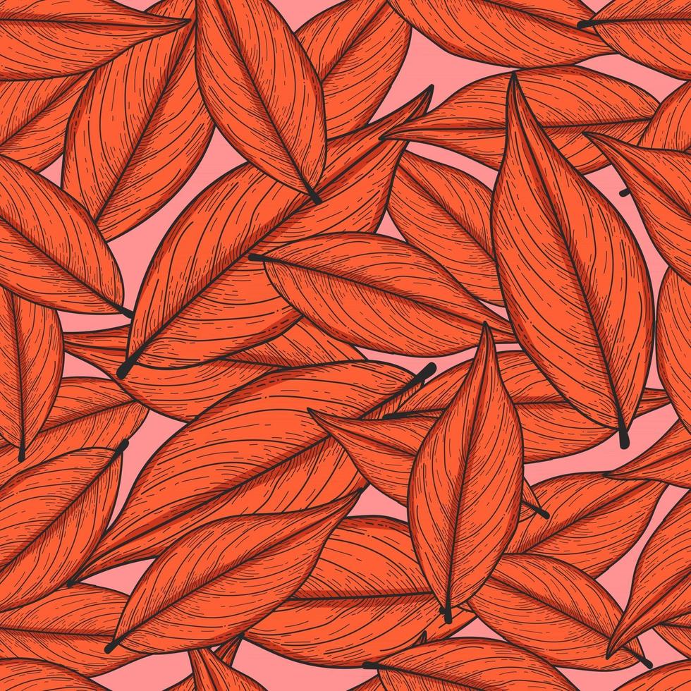 Seamless Pattern Hand Drawn Leaf Illustration vector