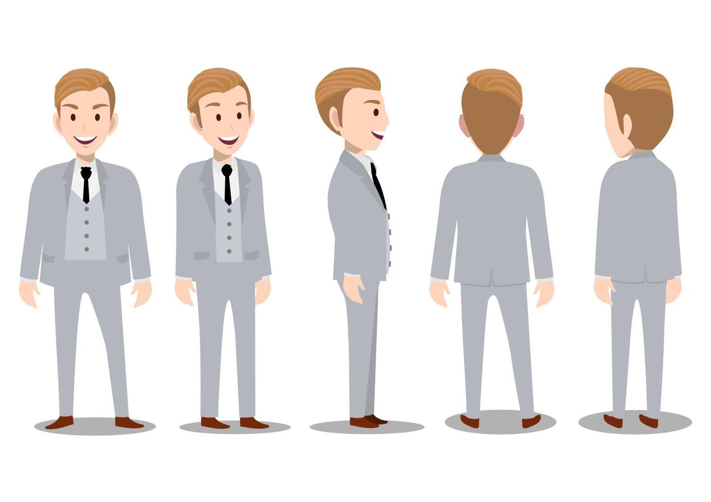 personaje de dibujos animados con hombre de negocios en traje para vector de animación