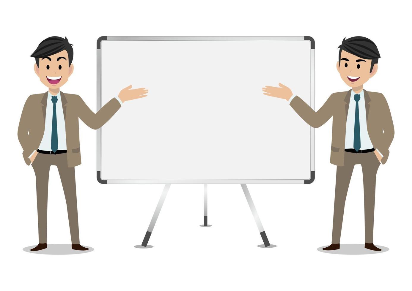 Businessman cartoon character point on the board vector illustration