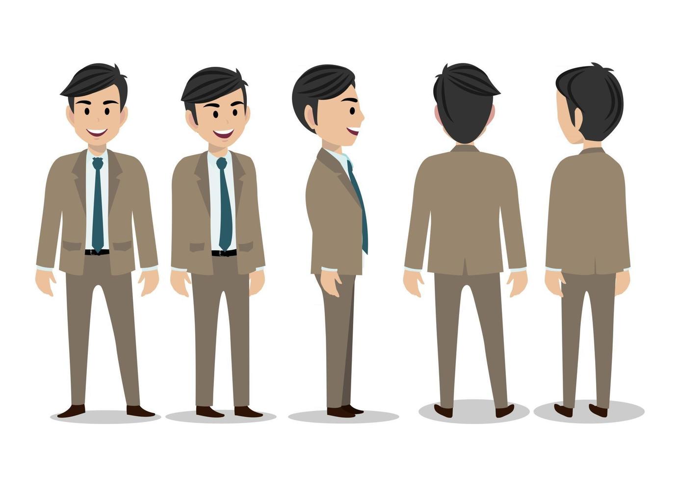 personaje de dibujos animados con hombre de negocios en traje para vector de animación