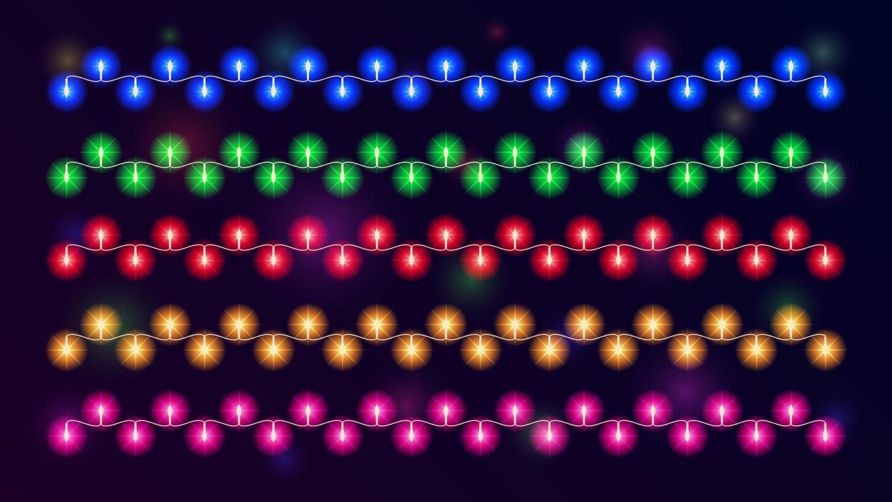 guirnaldas de luces de colores de vacaciones vector